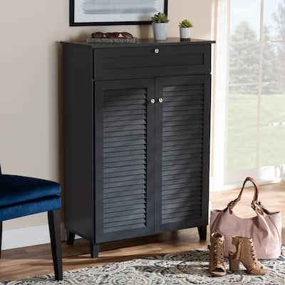 Contemporary 5-shelf/1-drawer Wood Shoe Storage Cabinet