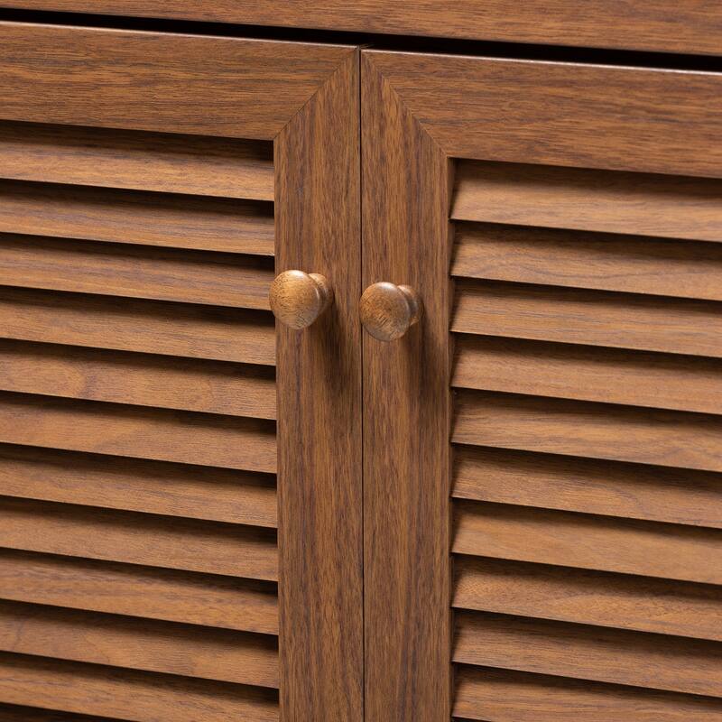 Baxton Studio Contemporary 11-shelf Wood Shoe Storage Cabinet with Drawer