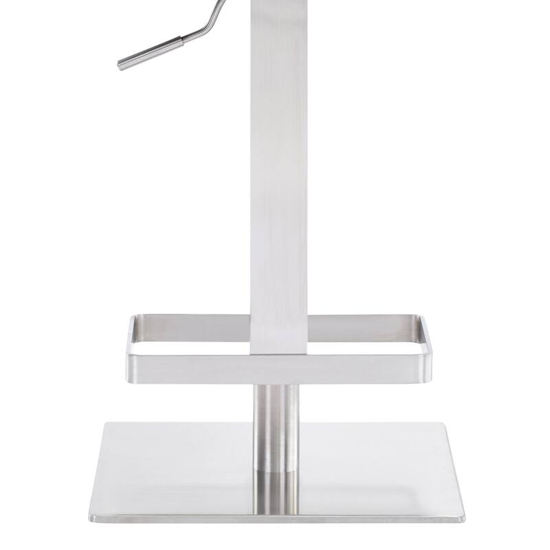 Armen Living Kaylee Swivel Barstool in Steel and Grey Faux Leather