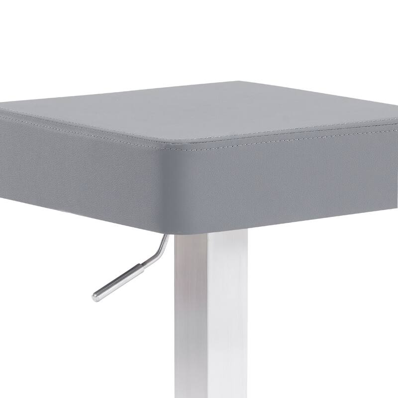 Armen Living Kaylee Swivel Barstool in Steel and Grey Faux Leather