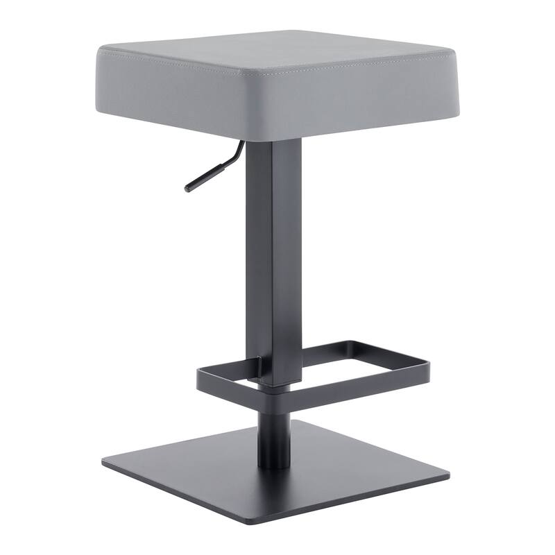 Armen Living Kaylee Swivel Barstool in Steel and Grey Faux Leather