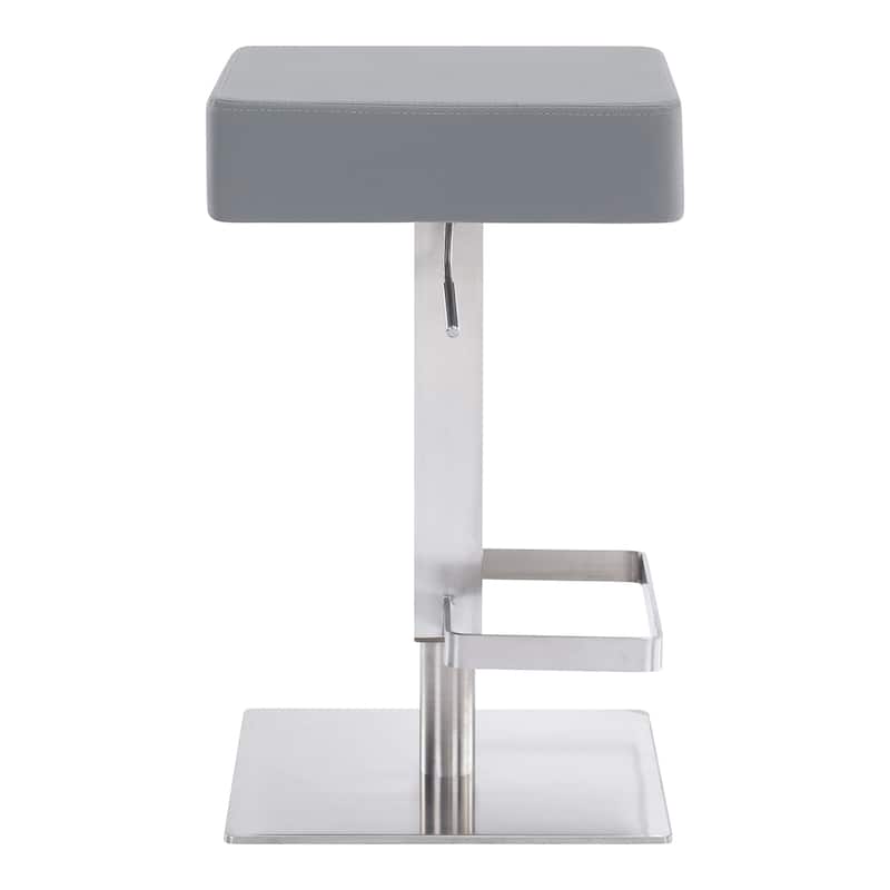 Armen Living Kaylee Swivel Barstool in Steel and Grey Faux Leather