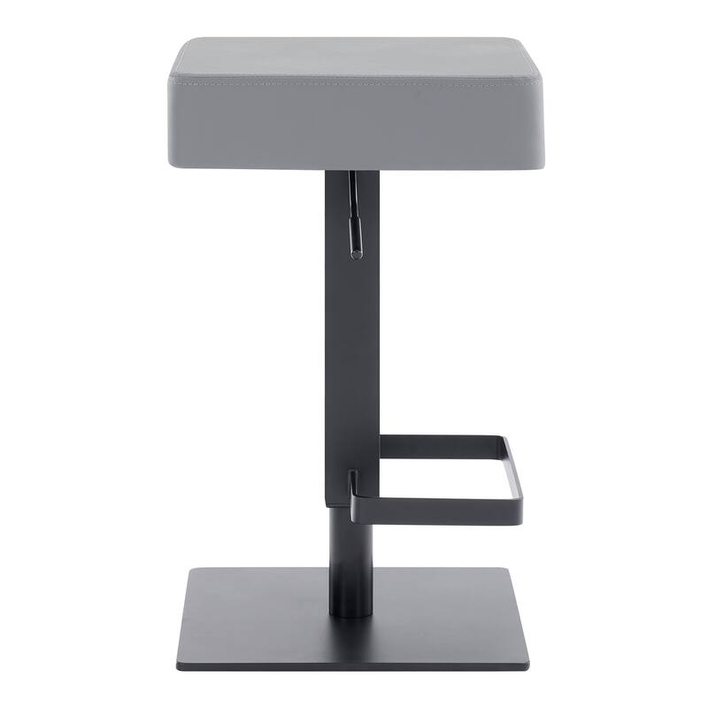 Armen Living Kaylee Swivel Barstool in Steel and Grey Faux Leather