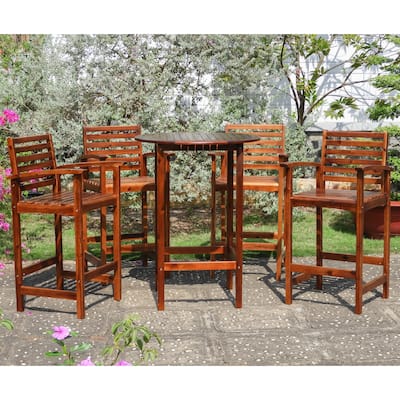 Highland 5-Piece Acacia Bar-Height Dining Set