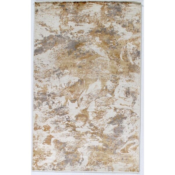Pasargad Handmade Modern Wool And Bamboo Silk Area Rug 5 X 8