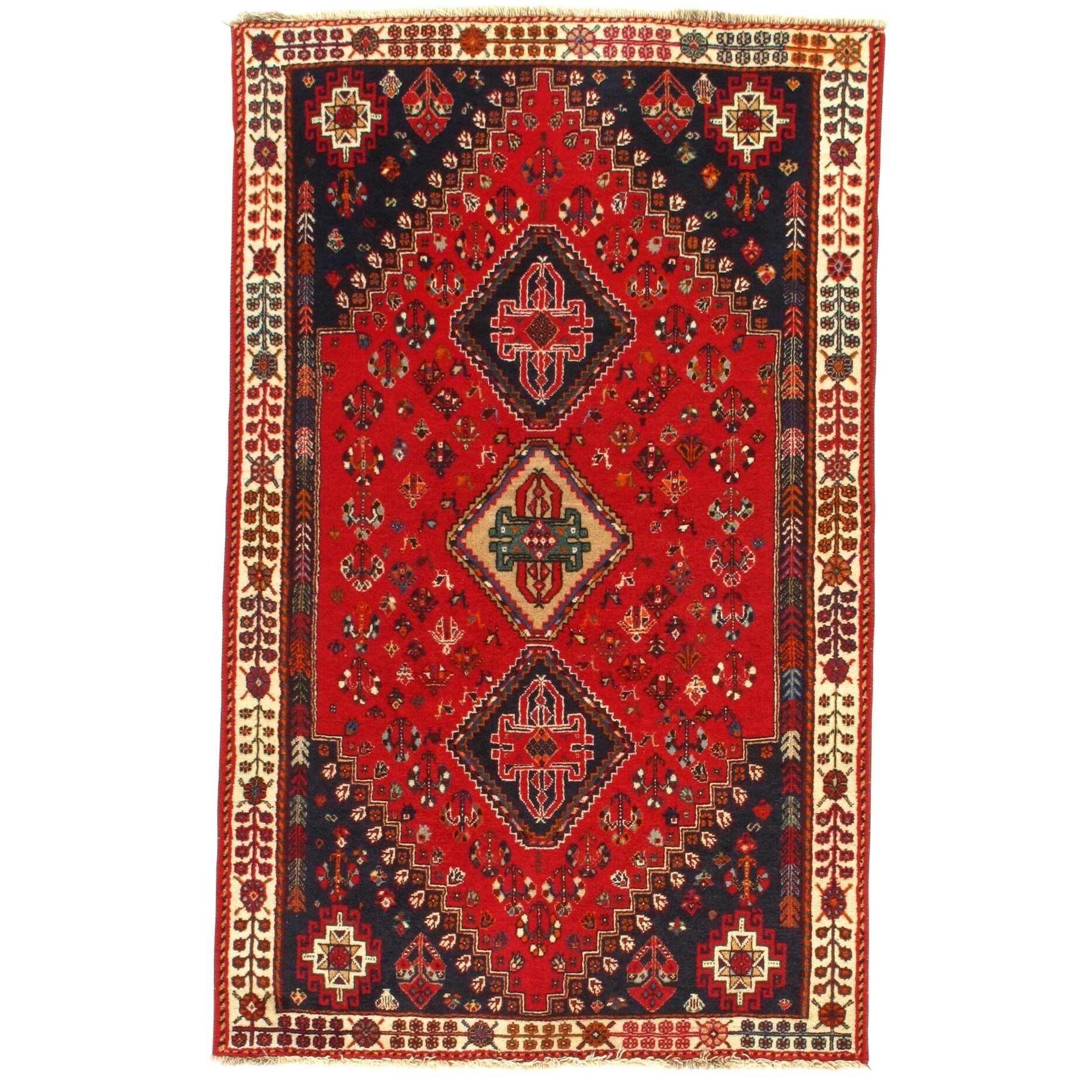 1950s Semi-Antique Persian Shiraz Afshar Qashqai Rug - 4undefined