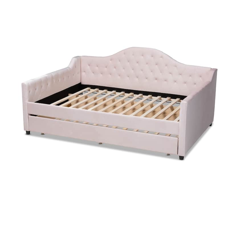 Copper Grove Koziatyn Contemporary Velvet Daybed with Trundle