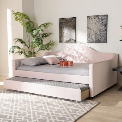 Copper Grove Koziatyn Contemporary Velvet Daybed with Trundle