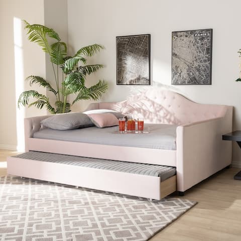 Copper Grove Koziatyn Contemporary Velvet Daybed with Trundle