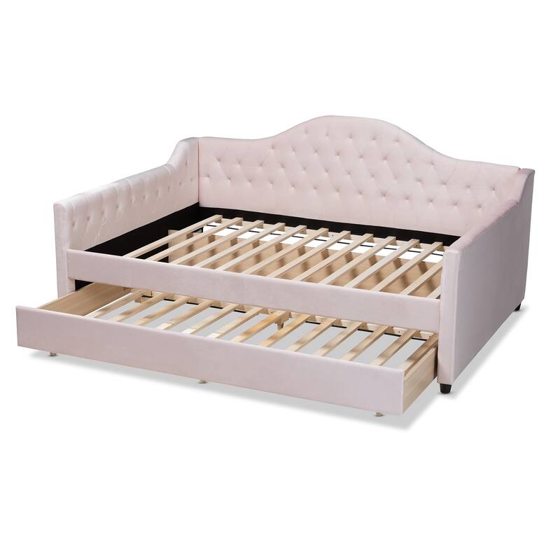 Copper Grove Koziatyn Contemporary Velvet Daybed with Trundle