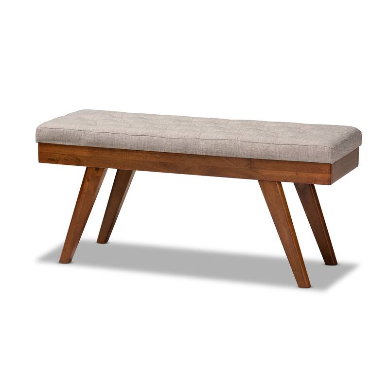 Carson Carrington Idsjon Mid-century Fabric Dining Bench - Gray