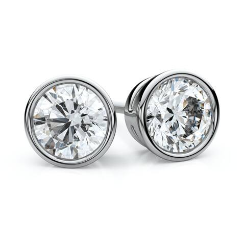Platinum Bezel Set Round Diamond Stud Earrings, 2 ct. t.w. (G / I1)