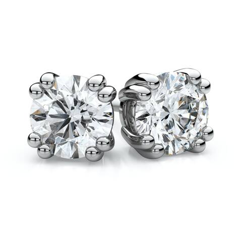 Platinum Double Prong Round Diamond Stud Earrings, 1 1/2 ct. t.w. (L / I2)