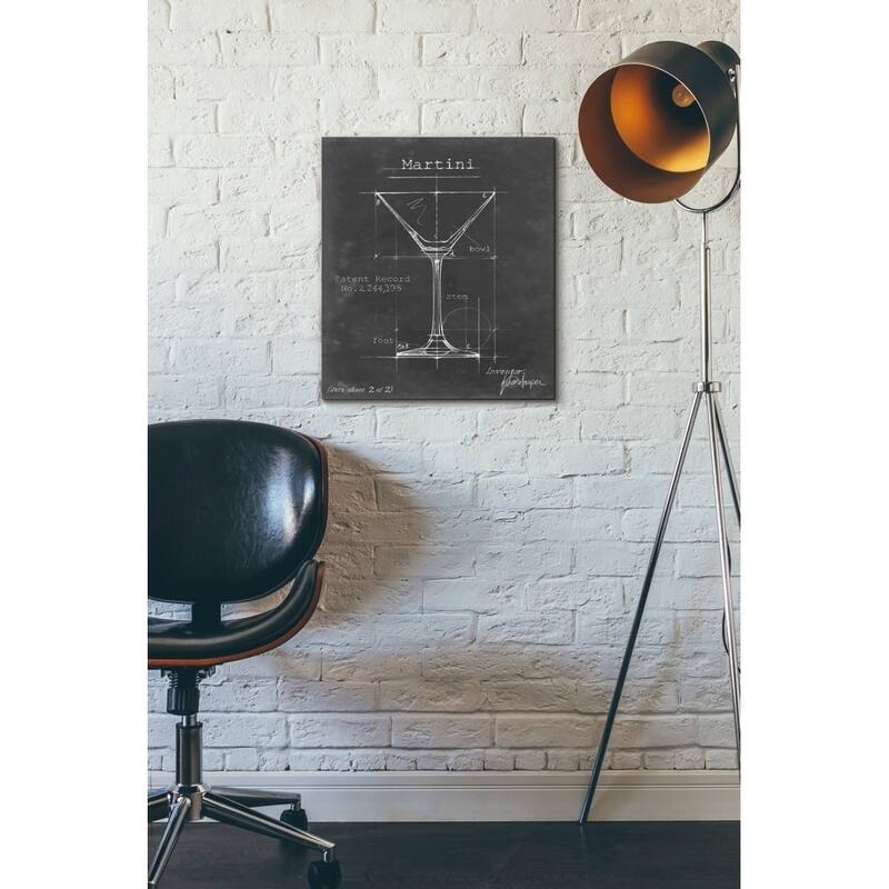 Epic Graffiti 'Barware Blueprint V' by Ethan Harper Giclee Canvas Wall Art, 12"x16"