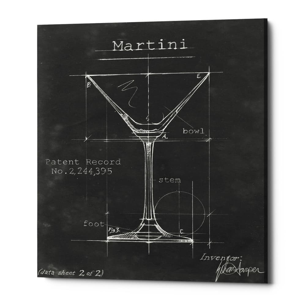 Epic Graffiti 'Barware Blueprint V' by Ethan Harper Giclee Canvas Wall Art, 12"x16"