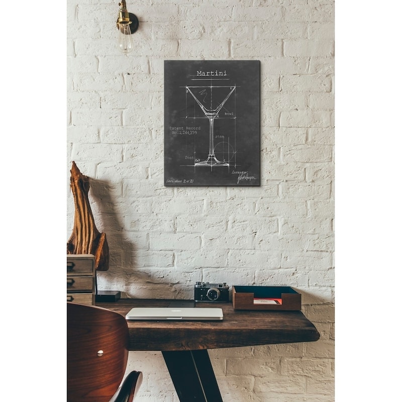 Epic Graffiti 'Barware Blueprint V' by Ethan Harper Giclee Canvas Wall Art, 12"x16"