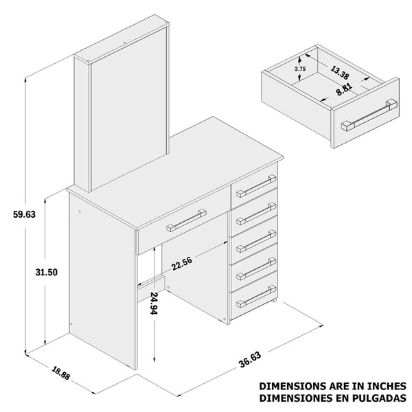 slim white dressing table
