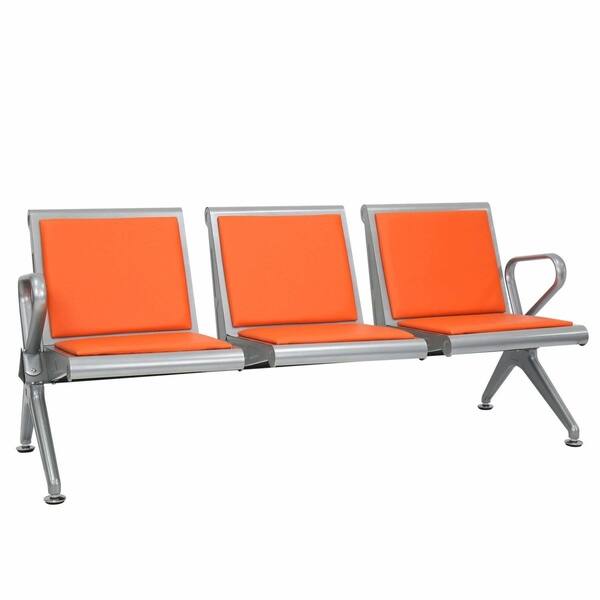 Shop Kinbor Orange Leather Steel 3 Seat Reception Bench