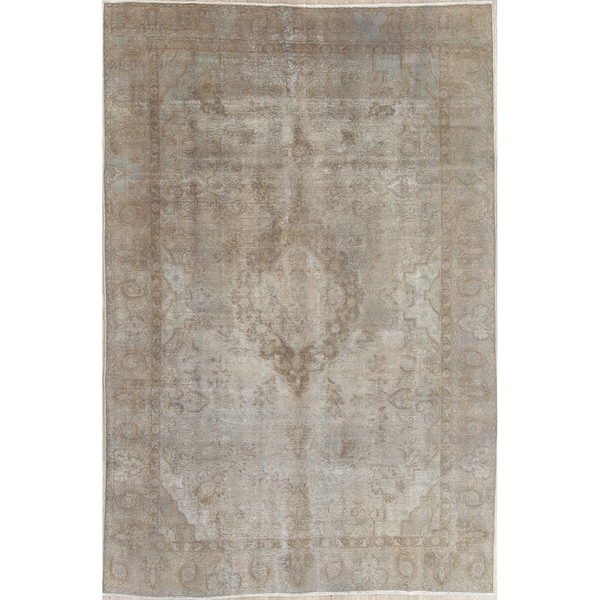 Vintage Muted Tabriz Hand Knotted Wool Oriental Persian Area Rug - 11'5" x 7'3"
