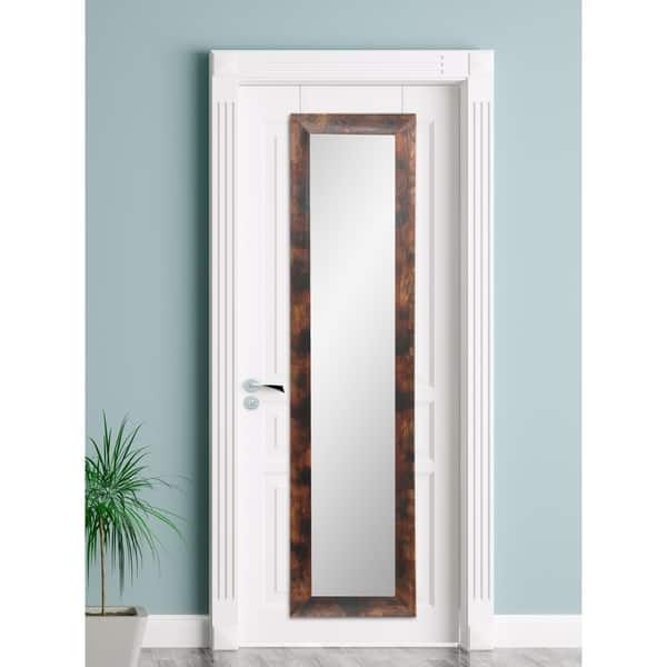 Marbled Tones Wood Finish Slim Over The Door Mirror