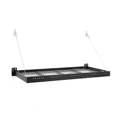 NewAge Products Pro Series 2 ft. x 4 ft. Wall Mounted Steel Shelf in Black (Set of 2)