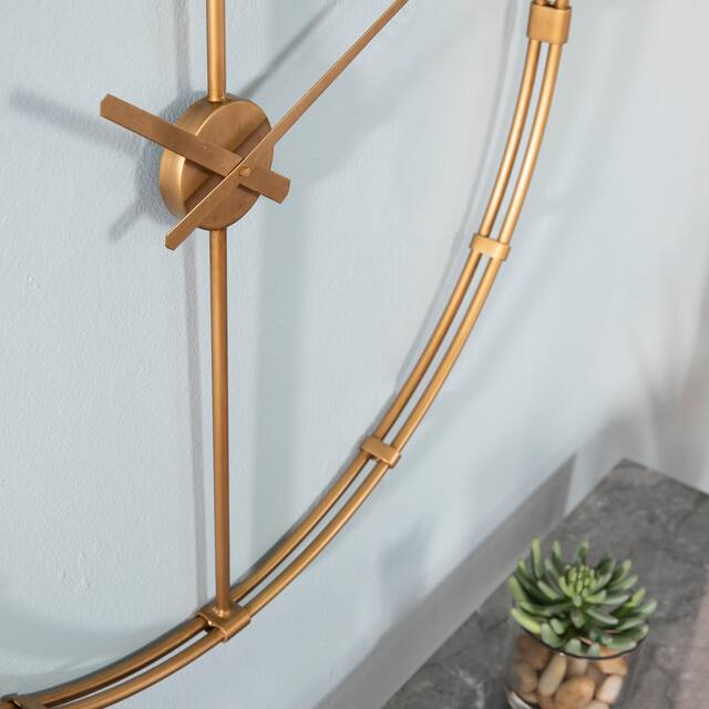 SEI Furniture Dexdale Contemporary Gold Large Metal Clock