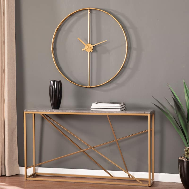 SEI Furniture Dexdale Contemporary Gold Large Metal Clock