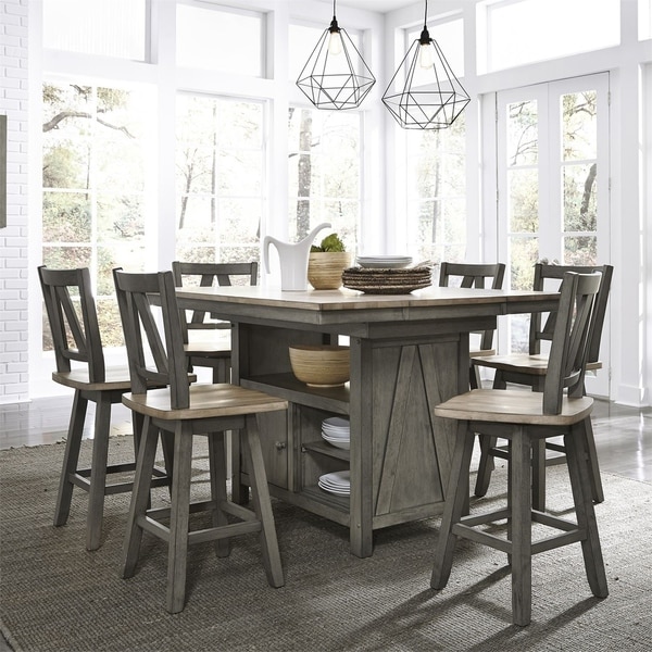 Lindsey Farm Grey and Sandstone 7-piece Gathering Table Set