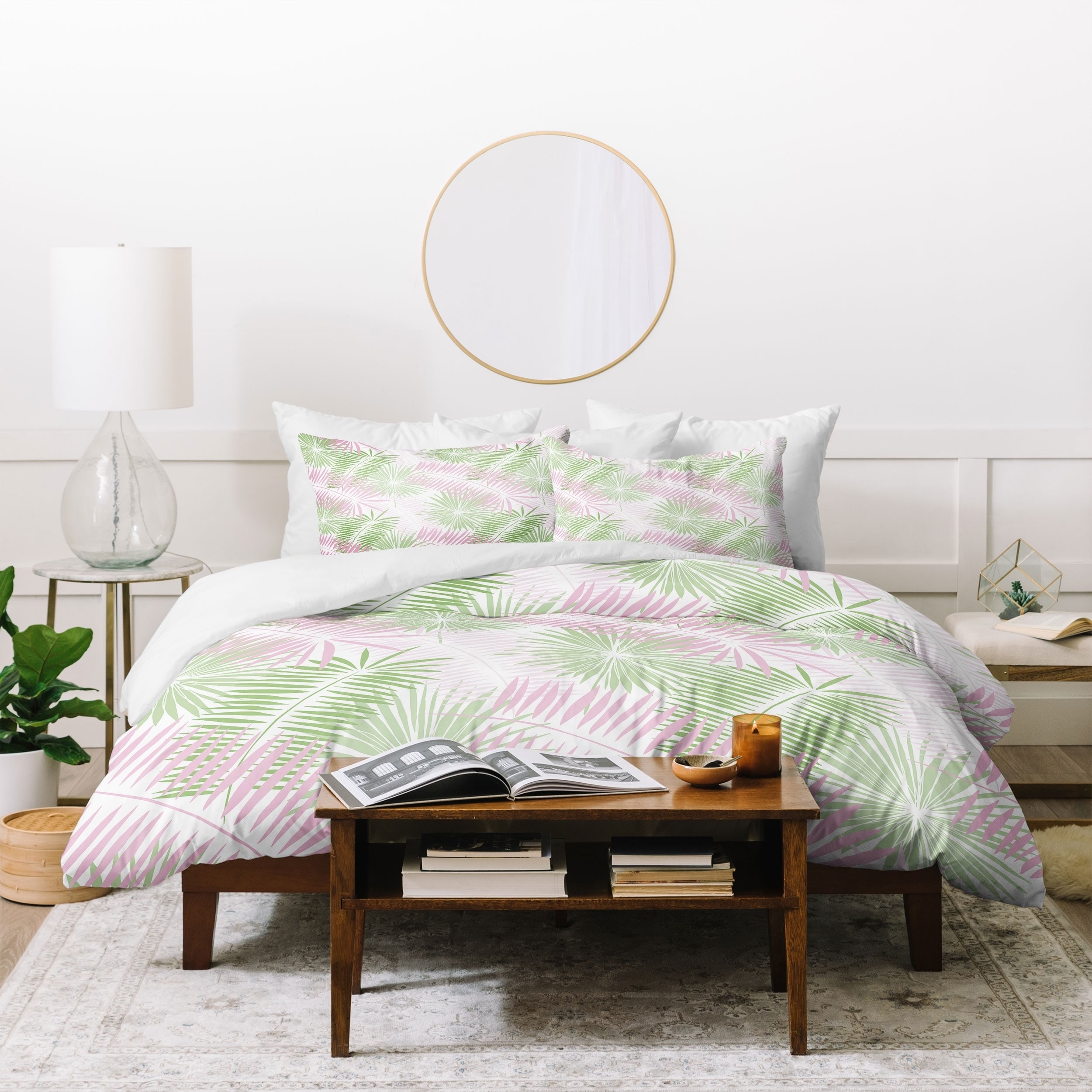 Shop Deny Designs Pink And Green Palms Duvet Cover Set 3 Piece