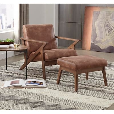 Simple Living Bianca Camel Brown Chair & Ottoman Set