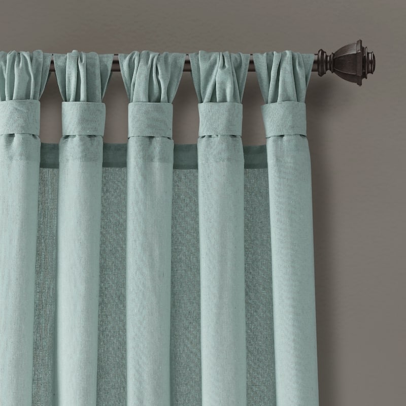 Porch & Den Alsea Burlap Knotted Tab Top Window Curtain Panel Pair