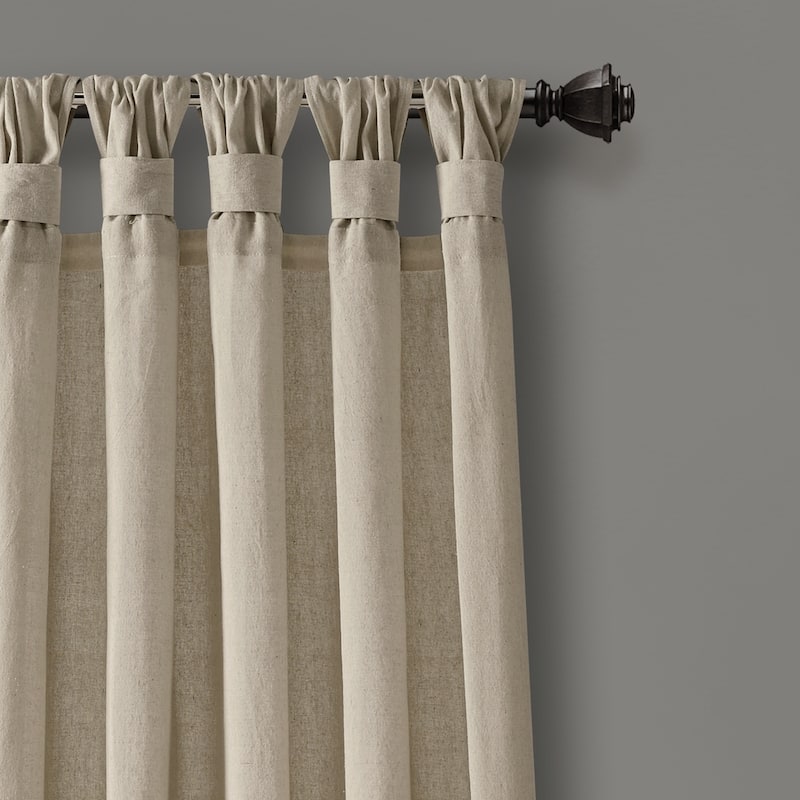 Porch & Den Alsea Burlap Knotted Tab Top Window Curtain Panel Pair