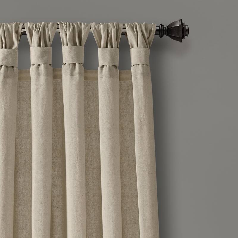 Porch & Den Alsea Burlap Knotted Tab Top Window Curtain Panel Pair