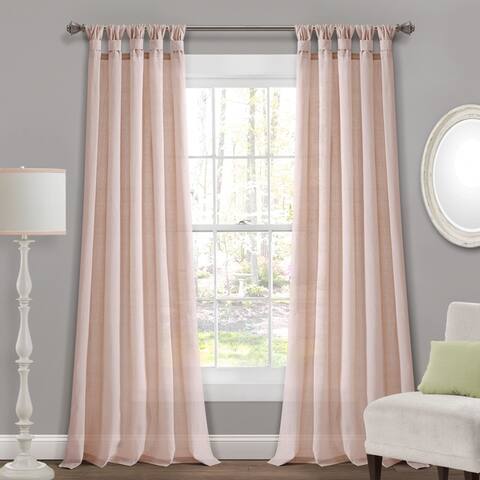 Porch & Den Alsea Burlap Knotted Tab Top Window Curtain Panel Pair