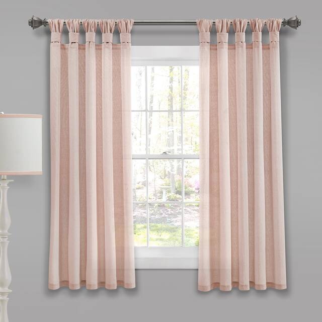 Porch & Den Alsea Burlap Knotted Tab Top Window Curtain Panel Pair