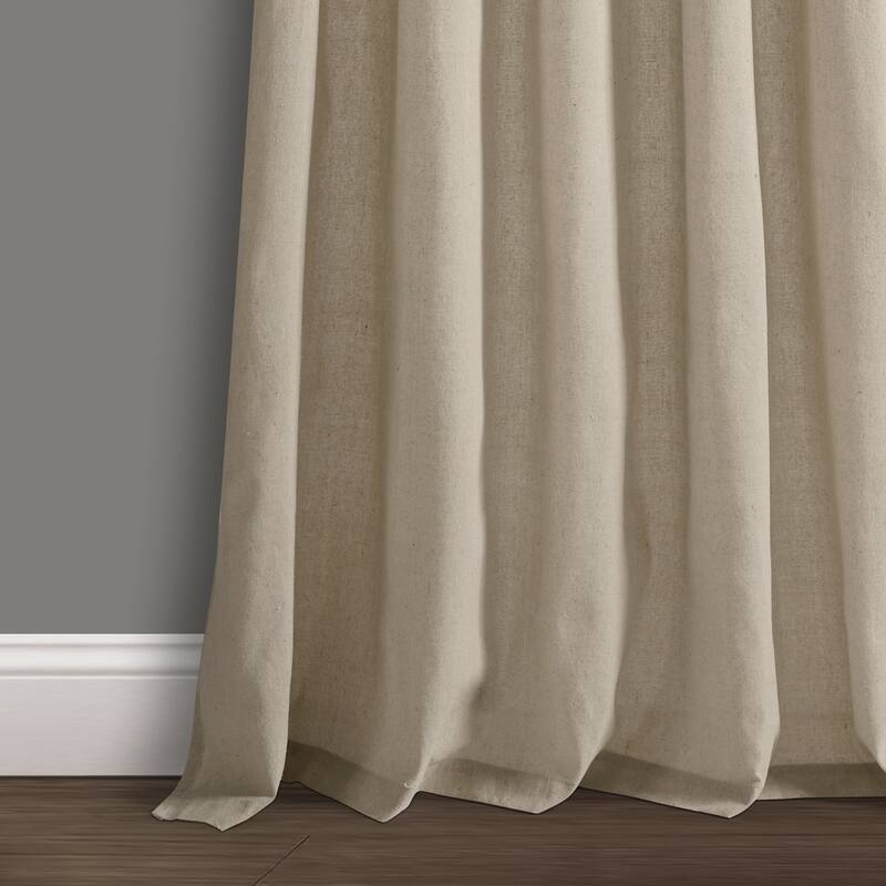 Porch & Den Alsea Burlap Knotted Tab Top Window Curtain Panel Pair
