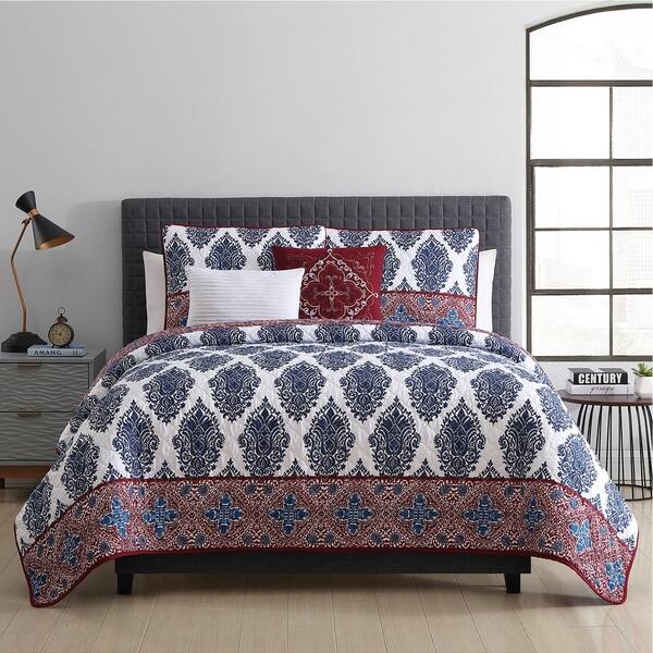 Shop Vcny Home Bentley Reversible Damask Quilt Set On Sale