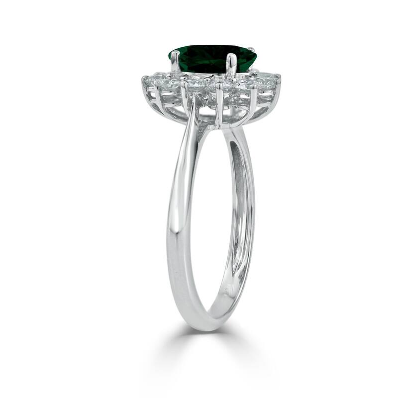 Auriya 1 1/8ct Oval-cut Emerald and Halo Diamond Ring 5/8cttw 18K Gold