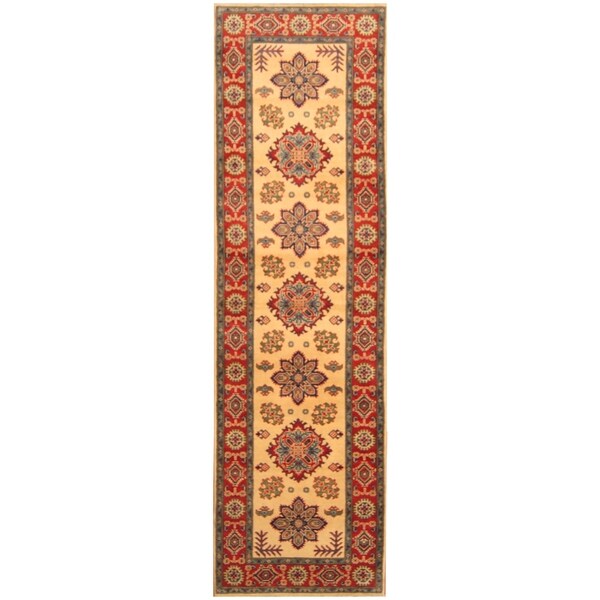 Handmade One-of-a-Kind Kazak Wool Runner (Afghanistan) - 2'10 x 10'