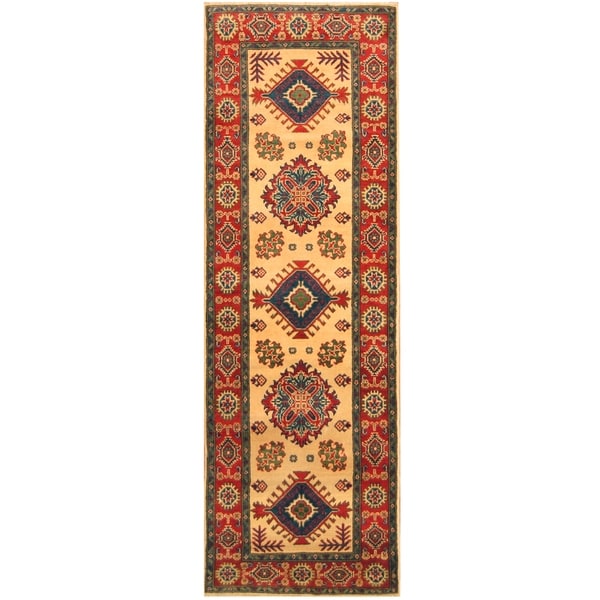 Handmade One-of-a-Kind Kazak Wool Runner (Afghanistan) - 2'10 x 8'9