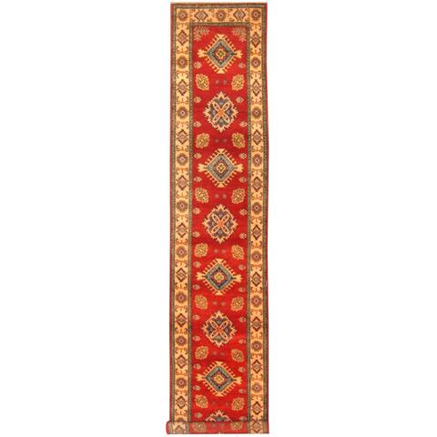 Handmade One-of-a-Kind Kazak Wool Runner (Afghanistan) - 2'8 x 14'10