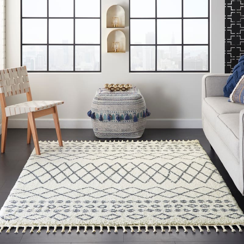 Nourison Moroccan Marrakesh Shag White Area Rug