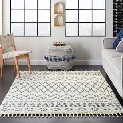 Nourison Moroccan Marrakesh Shag White Area Rug