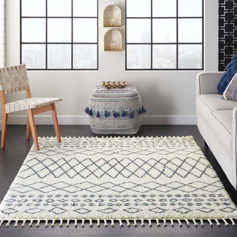 Nourison Moroccan Marrakesh Shag White Area Rug
