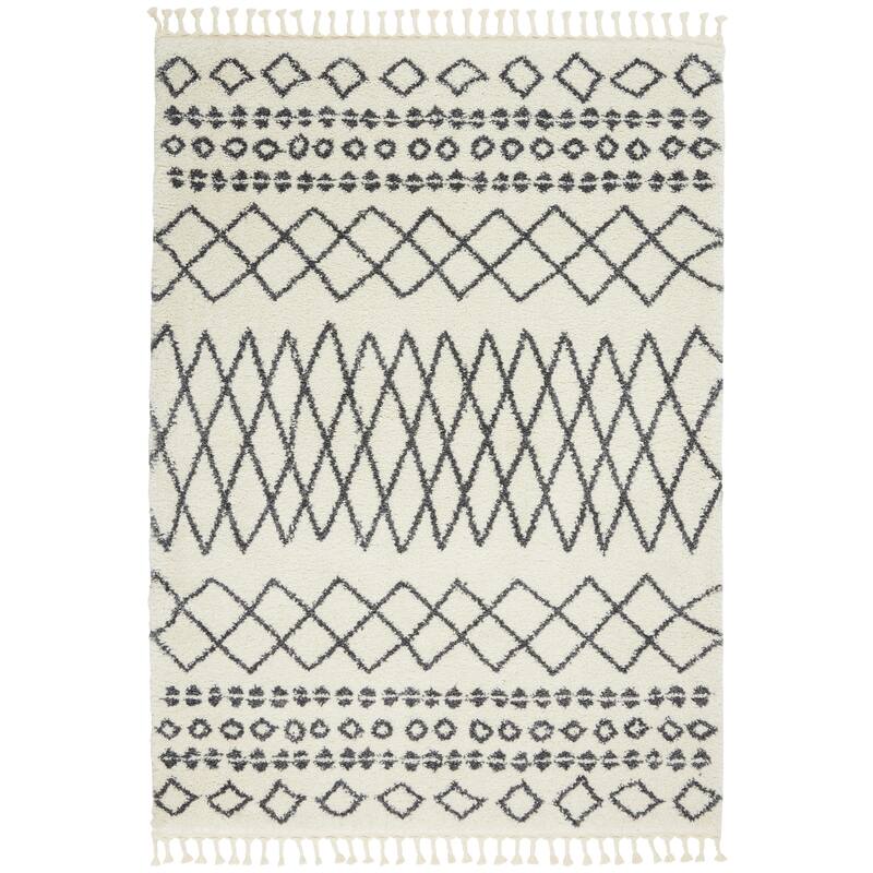 Nourison Moroccan Marrakesh Shag White Area Rug - 3'11" x 6'7" - White - Rectangle
