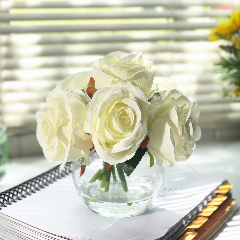 Cabbage Rose, Daisy & Ranunculus Faux Flower Bouquet