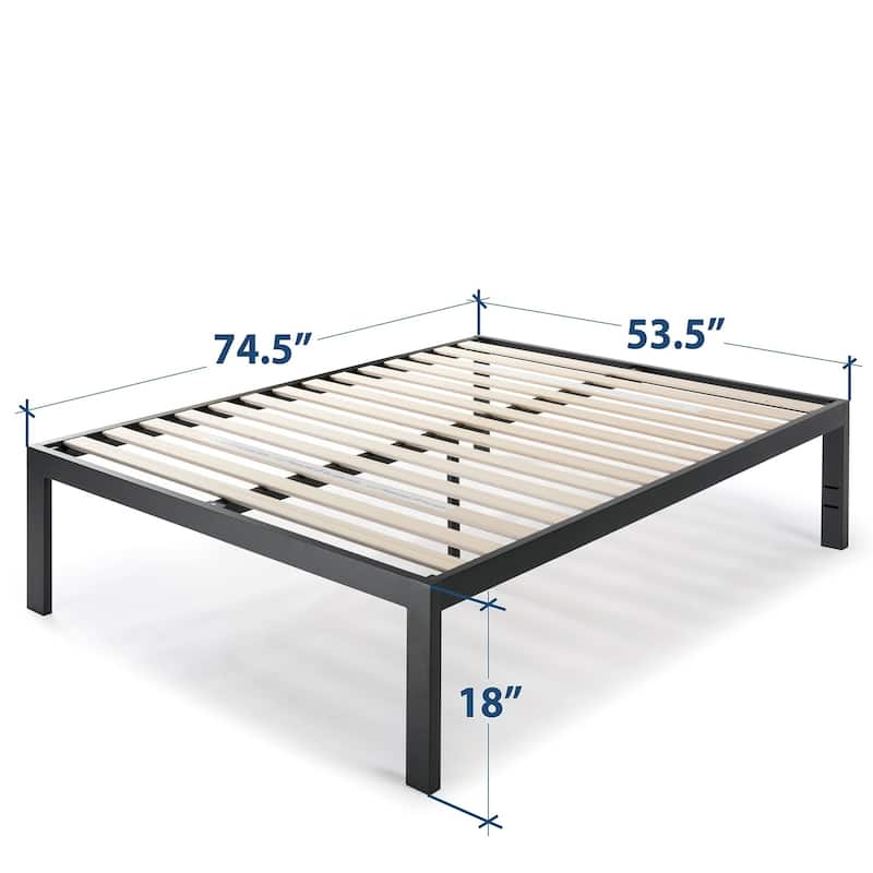 JustMallet Black Frame 18 inch Heavy Duty Steel Platform Bed By Crown Comfort - Full