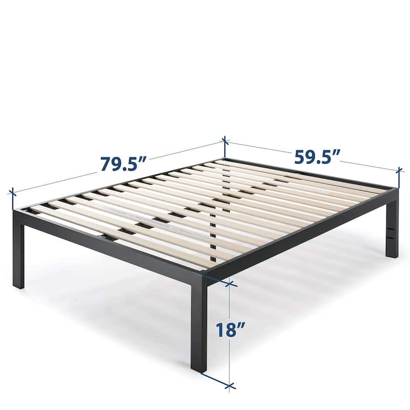 JustMallet Black Frame 18 inch Heavy Duty Steel Platform Bed By Crown Comfort - Queen