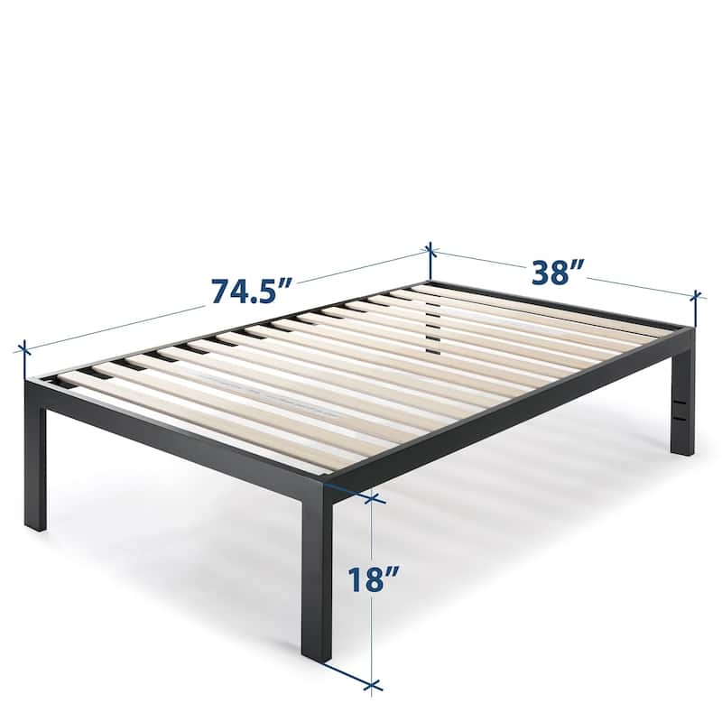 JustMallet Black Frame 18 inch Heavy Duty Steel Platform Bed By Crown Comfort - Twin