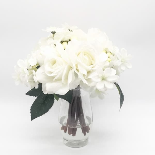 Shop Enova Home Cream Silk Rose And Mixed Flower Arrangements In